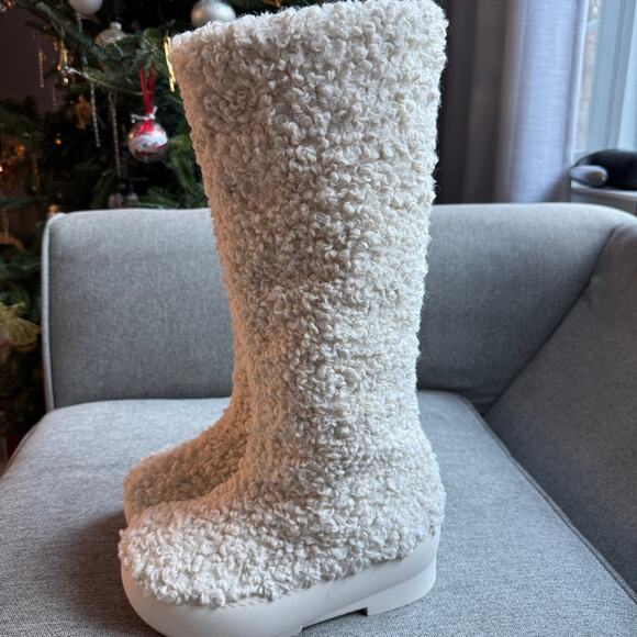 Gia Borghini Gia 22 Taddy knee-high Boots Chunk Sole Boots Ivory Poly 7.5 - Picture 5 of 16